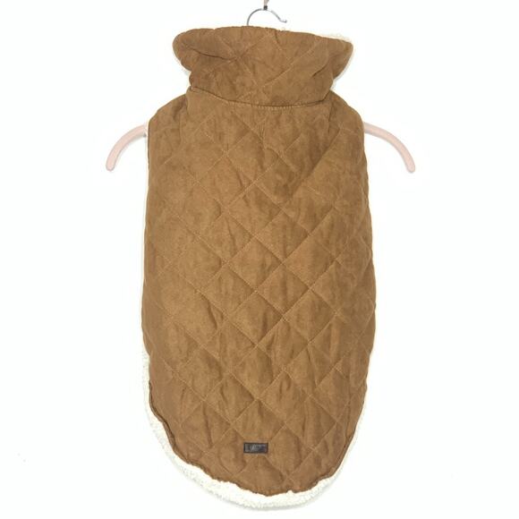 UGG Dog Vest X-Large 33"x25" Brown Faux Suede Fleece Sherpa Lined Reversible EUC - Picture 1 of 7